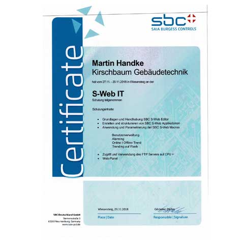 SBC S-Web IT Zertifikat Martin Handke