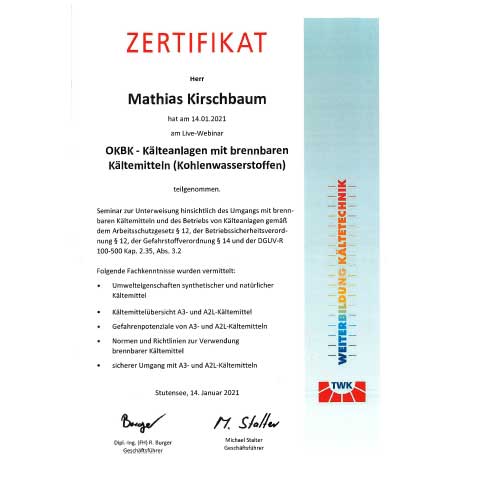 TWK Zertifikat - Mathias Kirschbaum